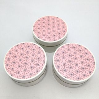 キメツノヤイバ(鬼滅の刃)の【匿名配送】古典柄　茶缶　スチール缶　ピンク　3個セット(小物入れ)