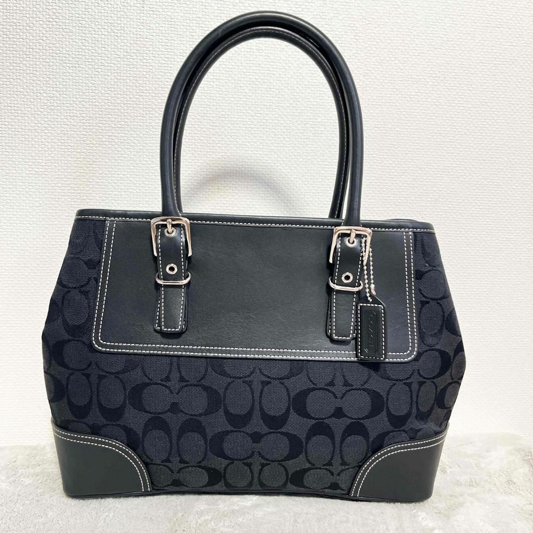 美品✨COACH コーチハンドバッグトートバッグブラック黒シグネチャー