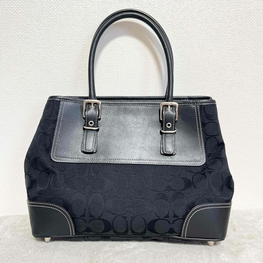 美品✨COACH コーチハンドバッグトートバッグブラック黒シグネチャー