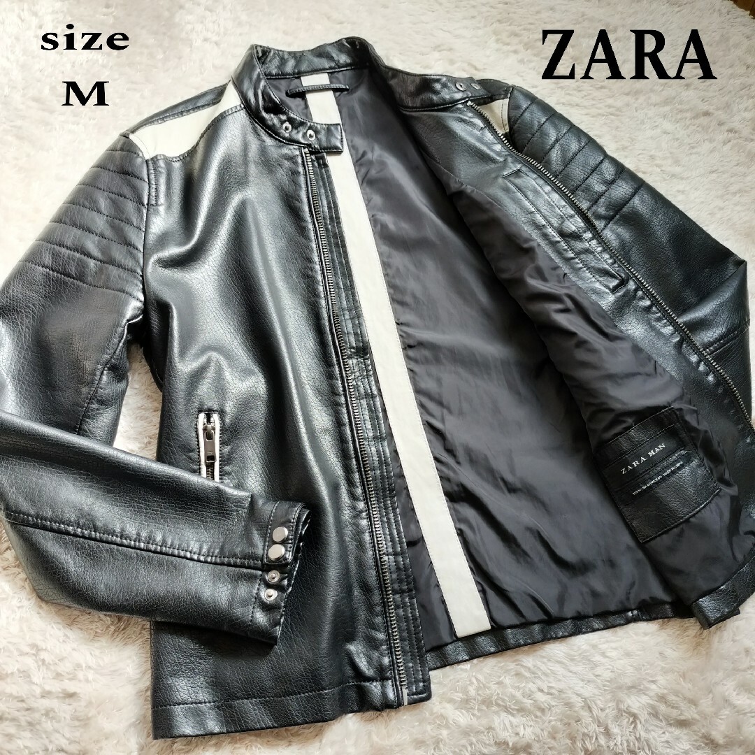 ZARA ザラ　フェイクレザーライダースジャケット