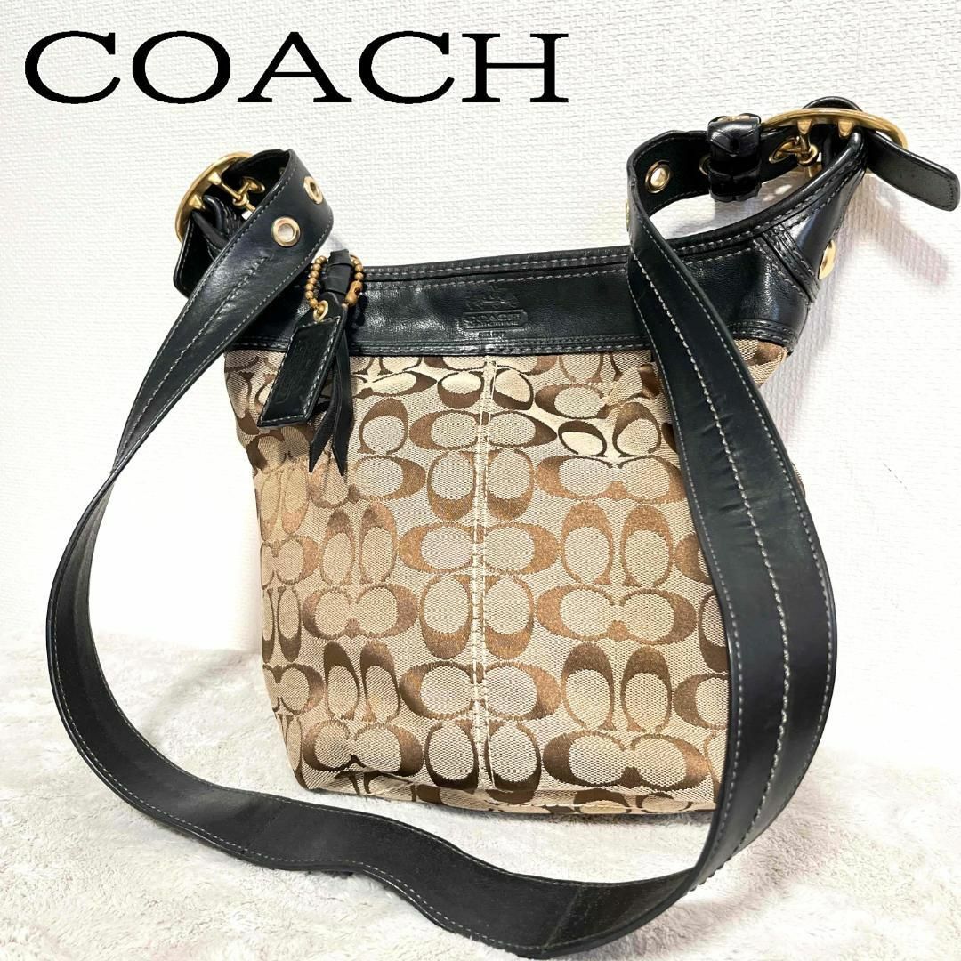 Branc_レディースバッグ美品✨COACH コーチハンドバッグトートバッグブラウン茶総柄シグネチャー