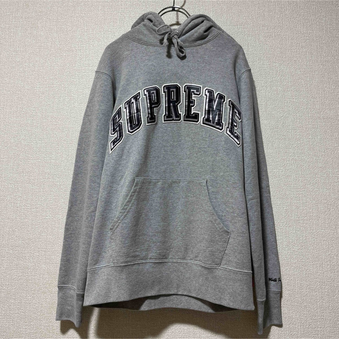 【美品】Supreme シュプリーム アーチロゴ プルオーバー パーカー グレー