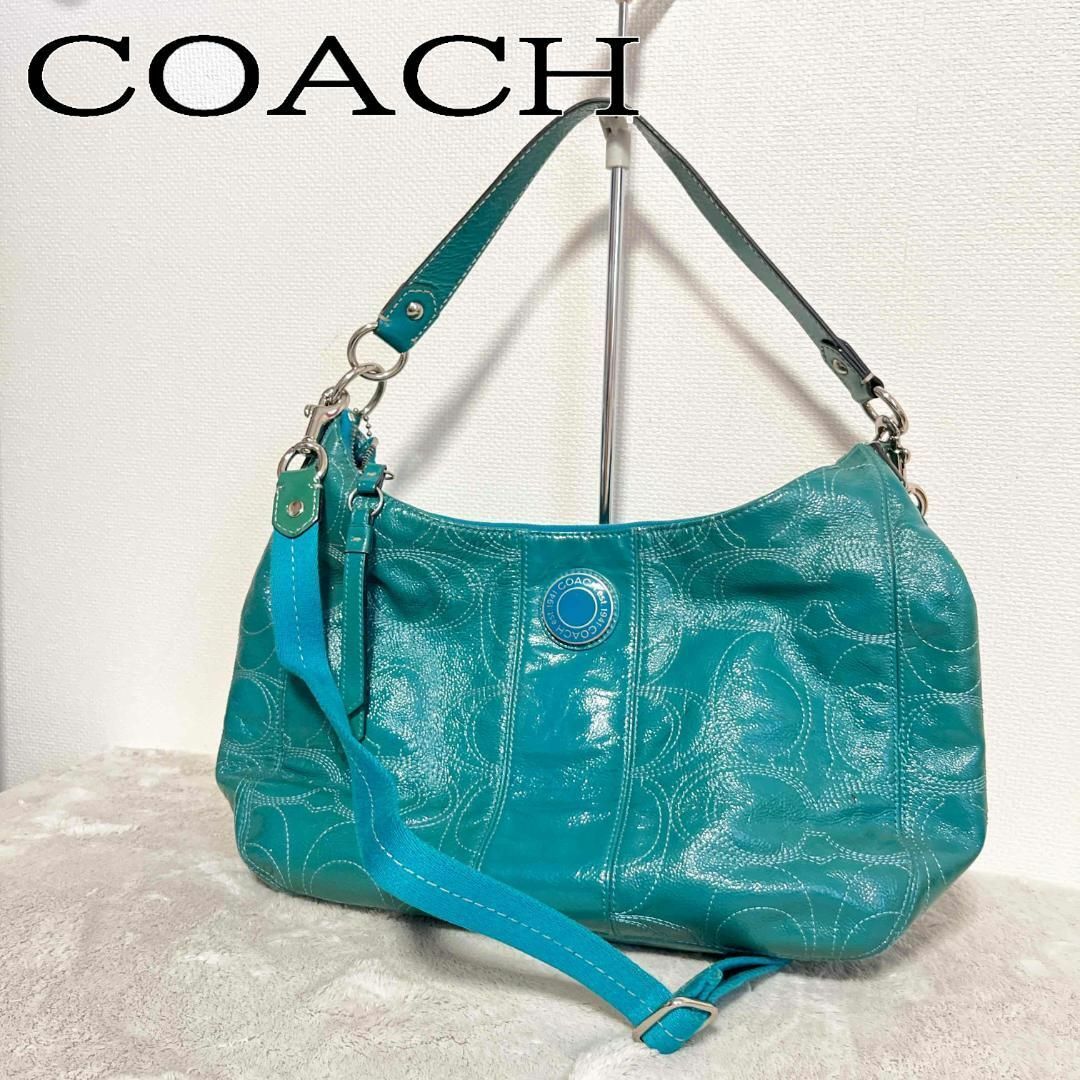 COACH - 美品✨COACH コーチショルダーバッグハンドバッグエメラルド ...