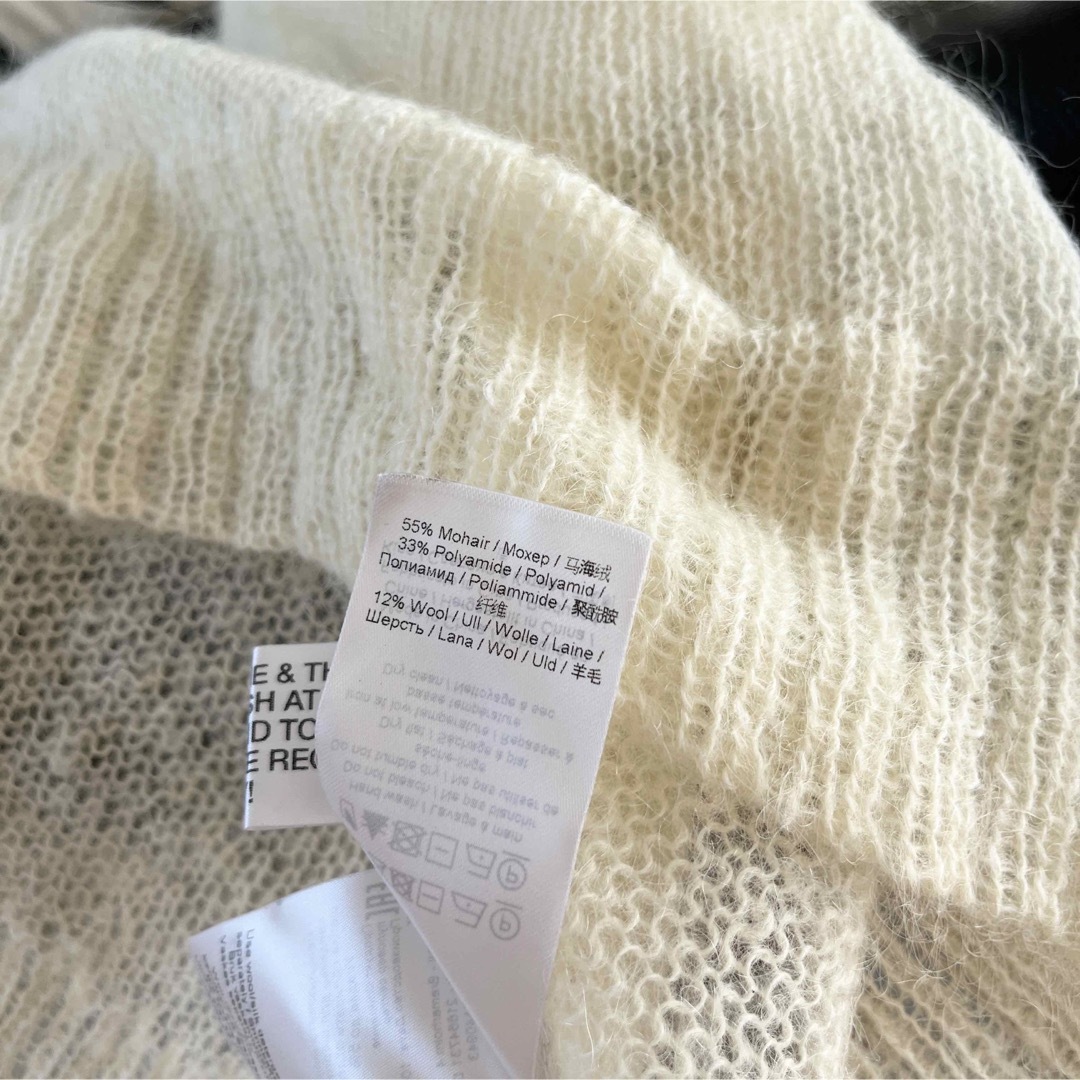 GANNI ガニー ロゴ入り Vネックニット トップス S/M オフホワイト