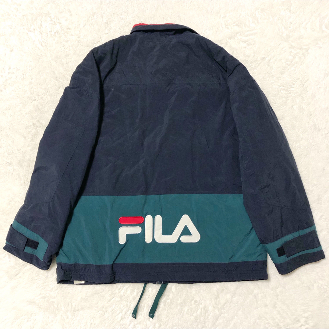 【美品】ヴィンテージ 90s FILA ロゴ刺繍 ナイロンジャケット ダウン