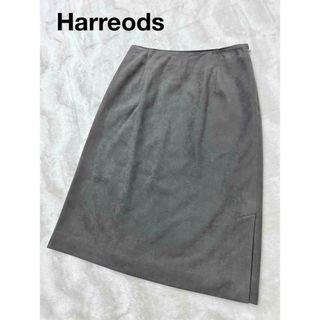 ハロッズ(Harrods)のHarreods ハロッズ スエード  スカート 2 M グレー  タイト(ひざ丈スカート)