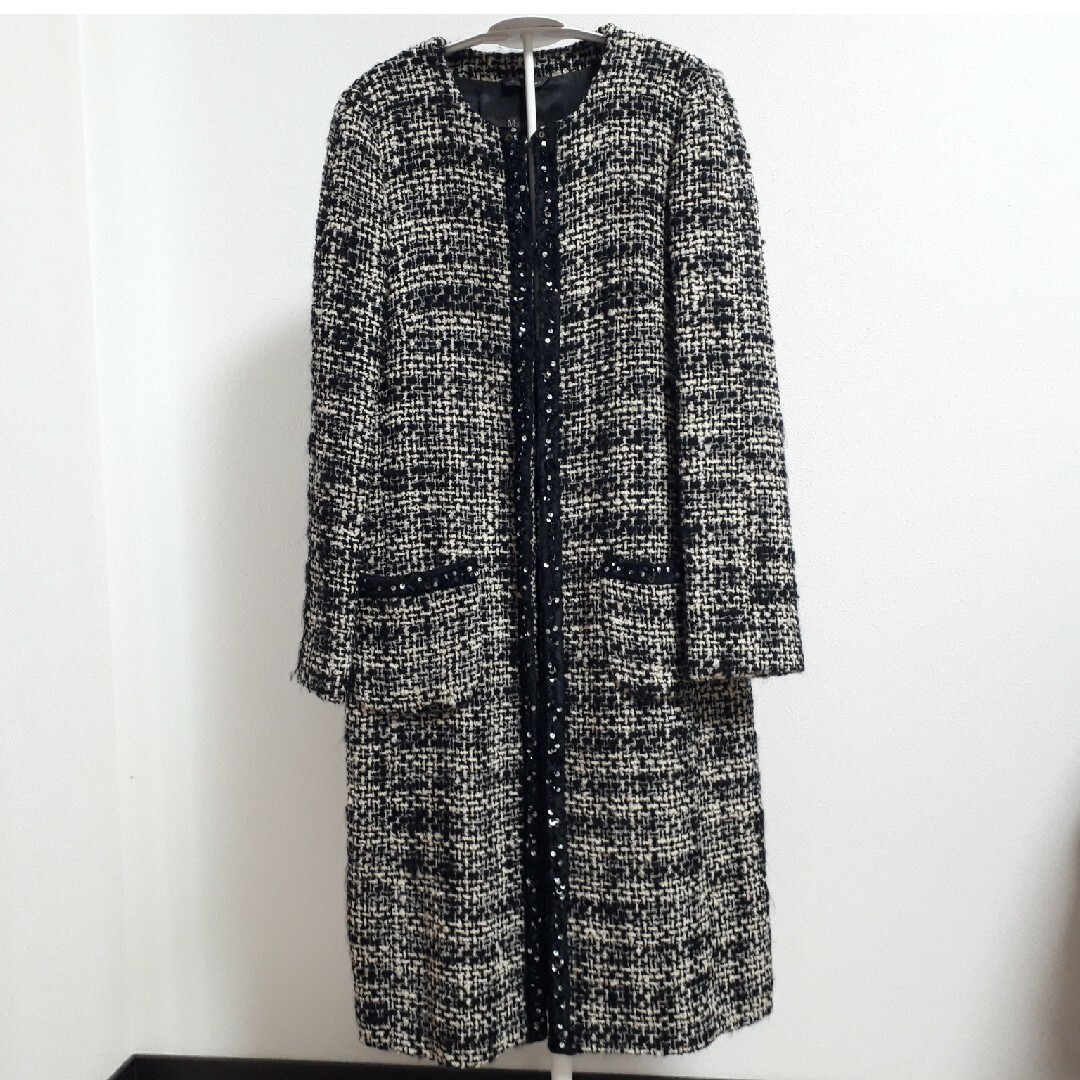 美品 Max Mara/マックスマーラ ウールツイードノーカラーコート 40