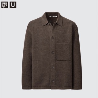 【未開封】ユニクロU　ニットオーバーシャツジャケット(長袖)　ブラック　XL