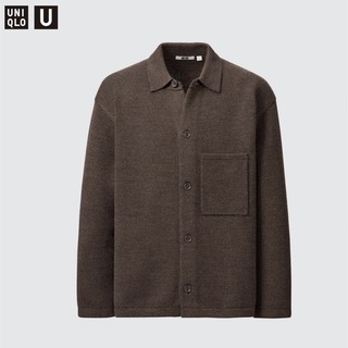 Uniqlo U ニットオーバーシャツジャケット ブラウン L