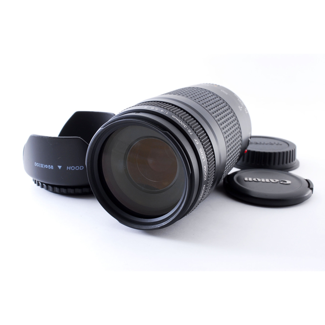 人気の望遠レンズ☆フード付き☆キヤノン Canon EF75-300㎜ - レンズ