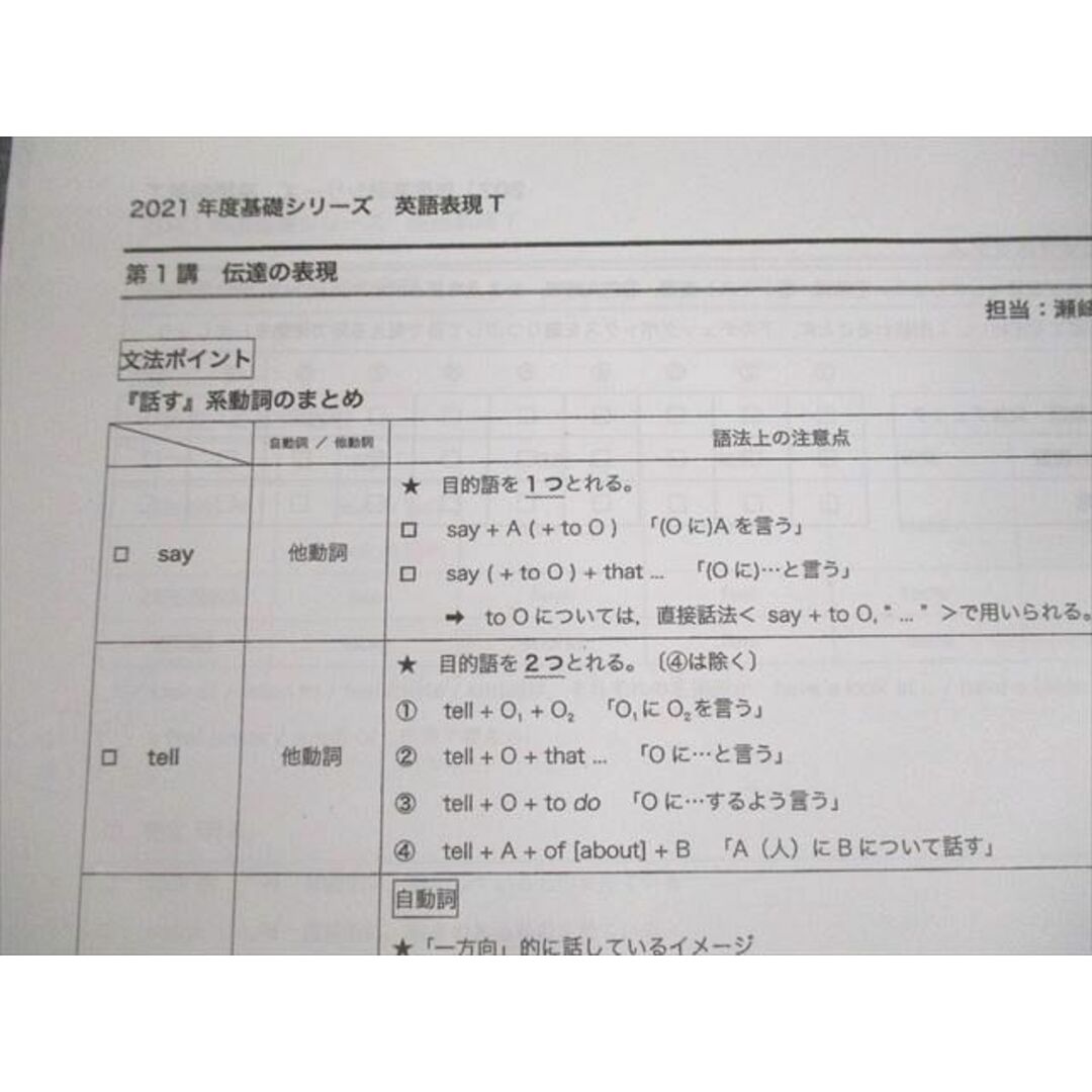 VF10-051 河合塾 英語表現/演習T テキスト通年セット 2021 計2冊 瀬?友博 17S0D