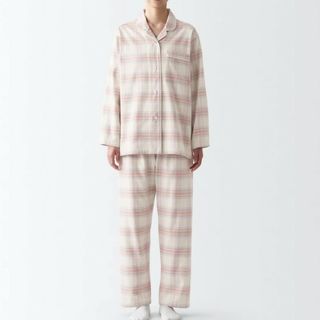 ムジルシリョウヒン(MUJI (無印良品))の★新品★  無印良品 脇に縫い目のないフランネルパジャマ／Ｌ／ピンクチェック(パジャマ)