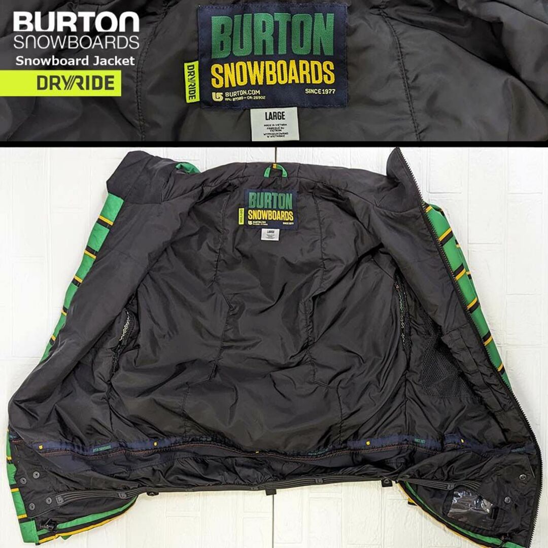 ✨美品✨Burton メンズ ウェア L グリーン ボーダー 中綿 防水加工済