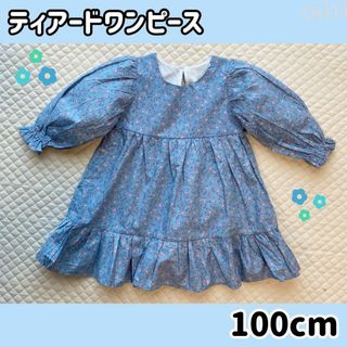 匿名配送 子供服 100 女の子 秋服 冬服 長袖 花柄 ドレス お姫様(ワンピース)