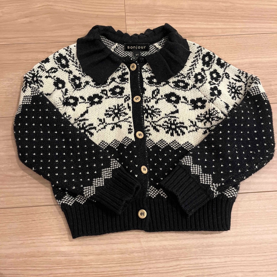 Bonjour diary Black flower cardigan 4y