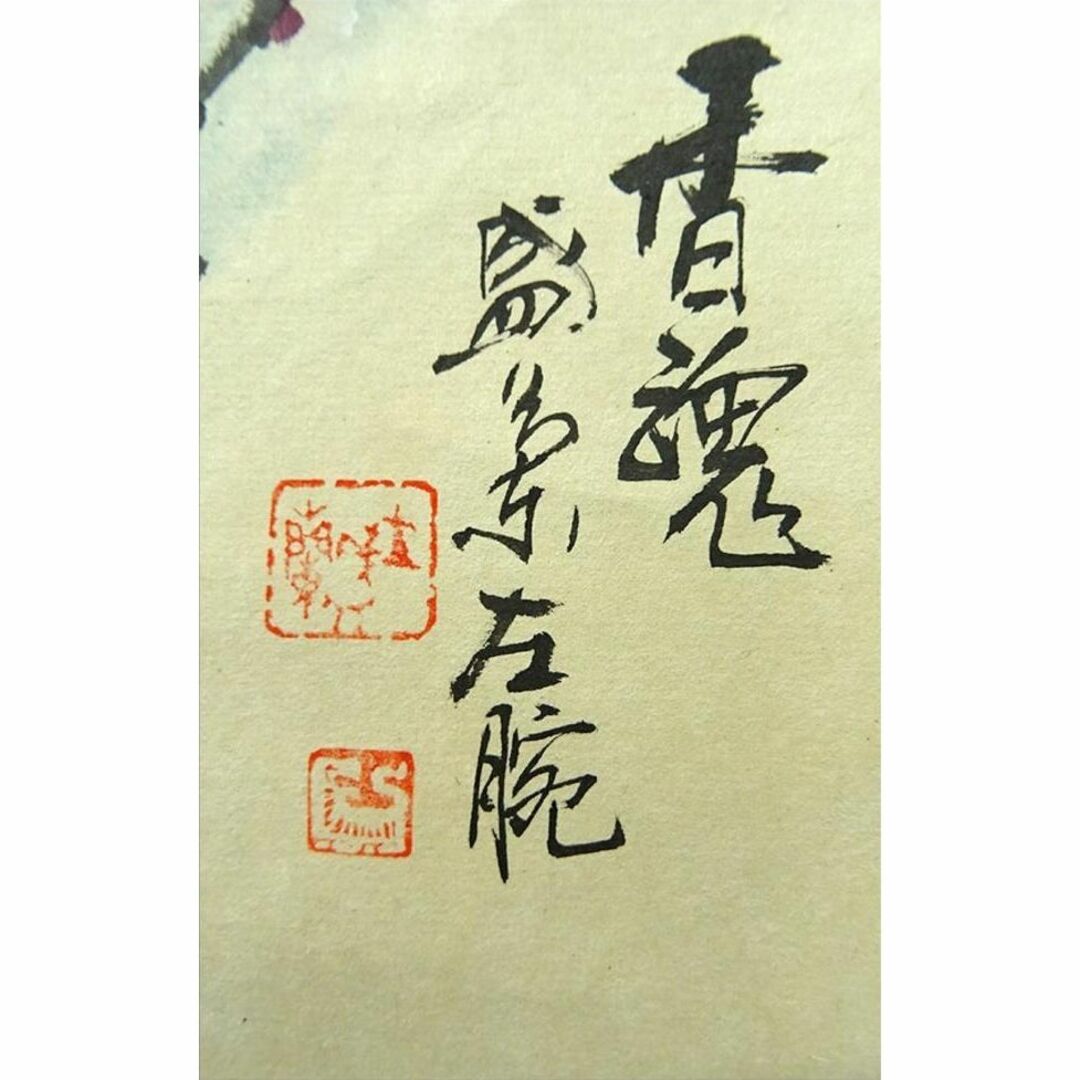 掛軸 在銘(作者不明)『白梅図』中国画 紙本 肉筆 箱付 掛け軸 w102210