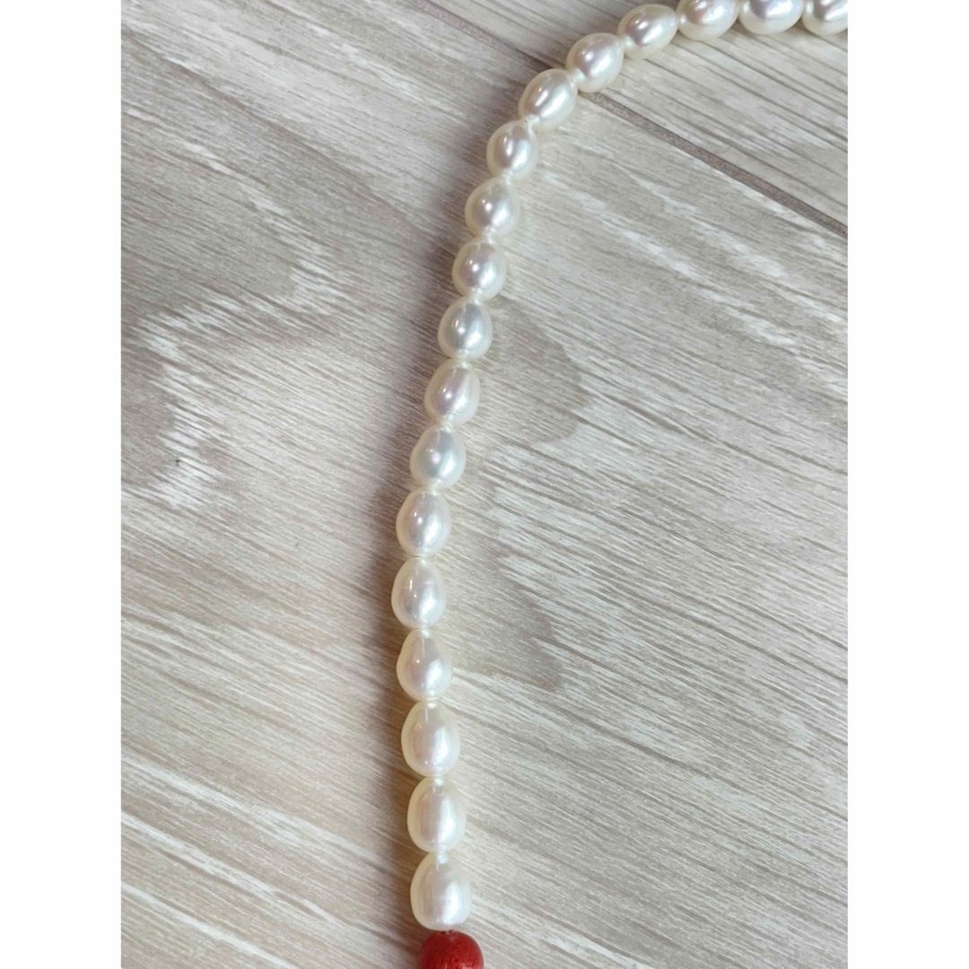 美品 silver】真珠 珊瑚 薔薇 ネックレスの通販 by もち豆｜ラクマ
