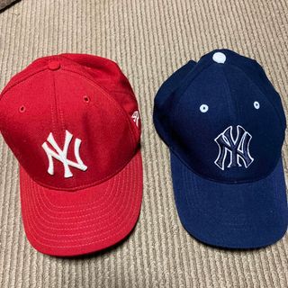 ニューエラー(NEW ERA)のUSA製　80s　New Era 59fifty 赤　キャップ　ヤンキース(キャップ)