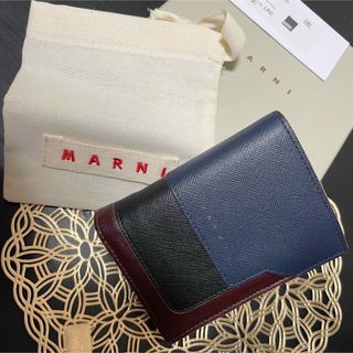 マルニ(Marni)の箱付　MARNI マルニ　レザー　バイカラー　バイフォールドウォレット　折り財布(財布)