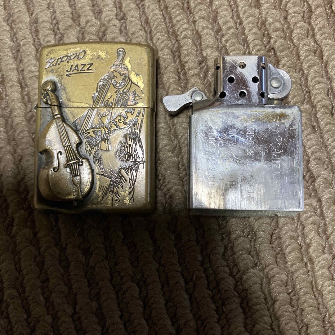 ZIPPO(ジッポー)のzippo 1996年　ゴールド　ジッポー JAZZ コントラバス 楽器 メンズのファッション小物(タバコグッズ)の商品写真