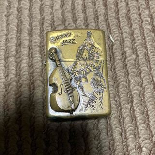 ジッポー(ZIPPO)のzippo 1996年　ゴールド　ジッポー JAZZ コントラバス 楽器(タバコグッズ)