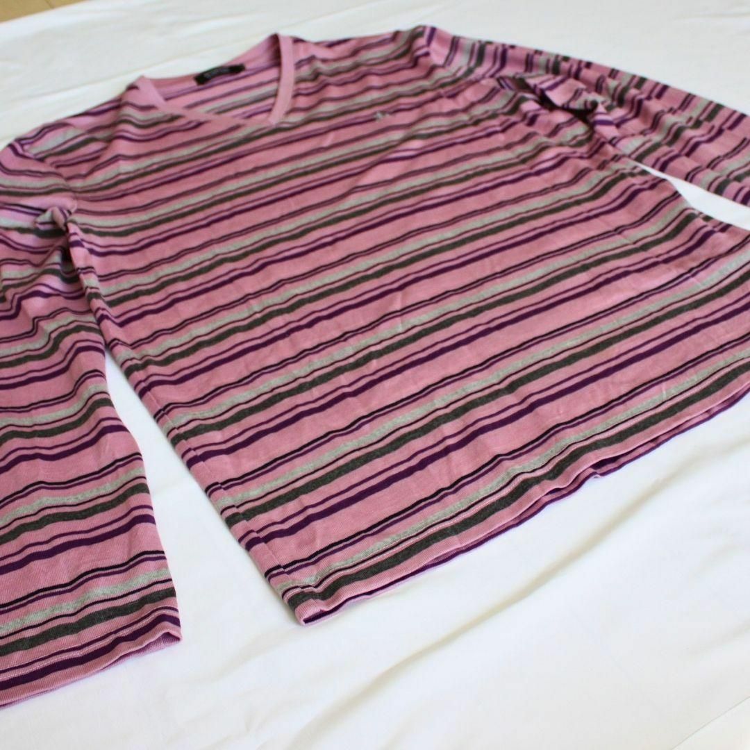 バーバリー ボーダー 長袖Tシャツ パープル