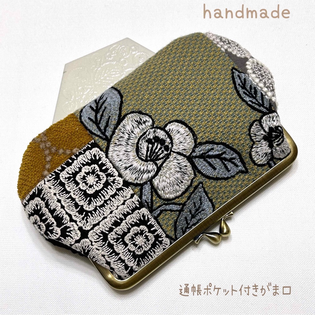 ミナペルホネン　ハンドメイド　がま口　goodold Camellia 通帳