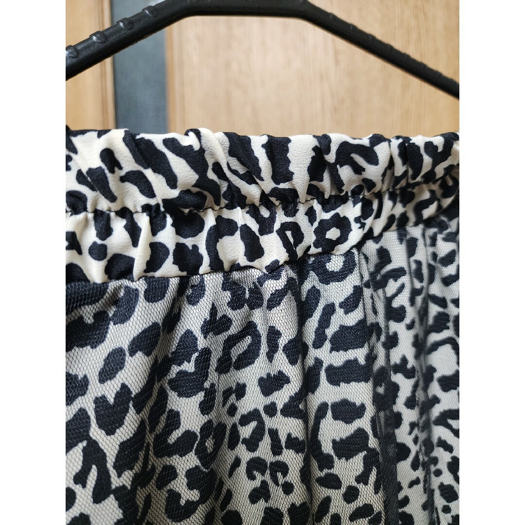 豹柄 レオパード柄 ロングスカート チュールスカート レース  美品 L レディースのスカート(ロングスカート)の商品写真