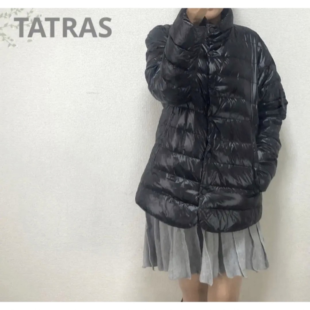 美品タトラスTATRAS ショートダウンジャケット　ロゴ付　ブラック黒　4 XL