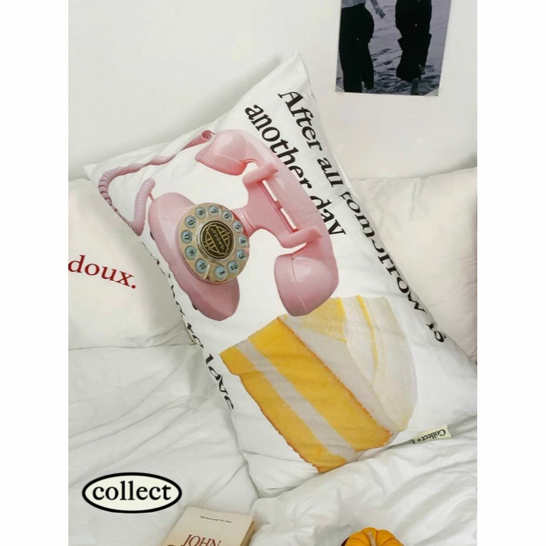 Collect+ 実写 アート柄 長方形 大判 枕カバー ホワイト インテリア/住まい/日用品の寝具(枕)の商品写真