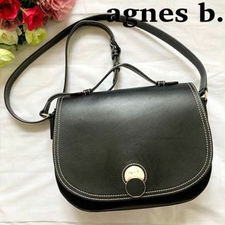 アニエスベー(agnes b.)の✨美品✨即完品　アニエスベー　ショルダーバッグ　ブラック　レザー　ロゴ付き(ショルダーバッグ)