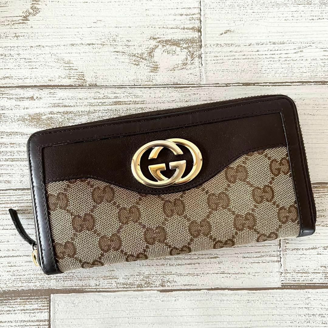 美品GUCCI グッチ GG キャンバス スーキー インターロッキング 長財布-