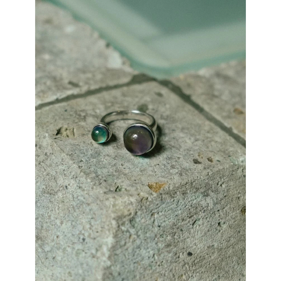 SYKIA 2stone mood ring silver