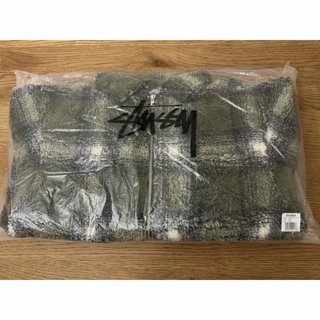 STUSSY SHADOW PLAID SHERPA ZIP SHIRTサイズL