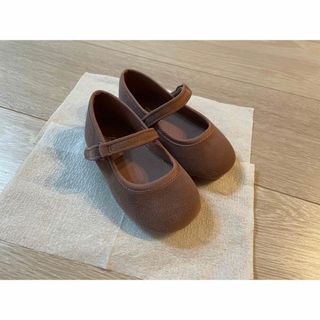 ザラキッズ(ZARA KIDS)のZARA KIDS ベルベットバレエシューズ ピンク ベロアシューズ(バレエシューズ)