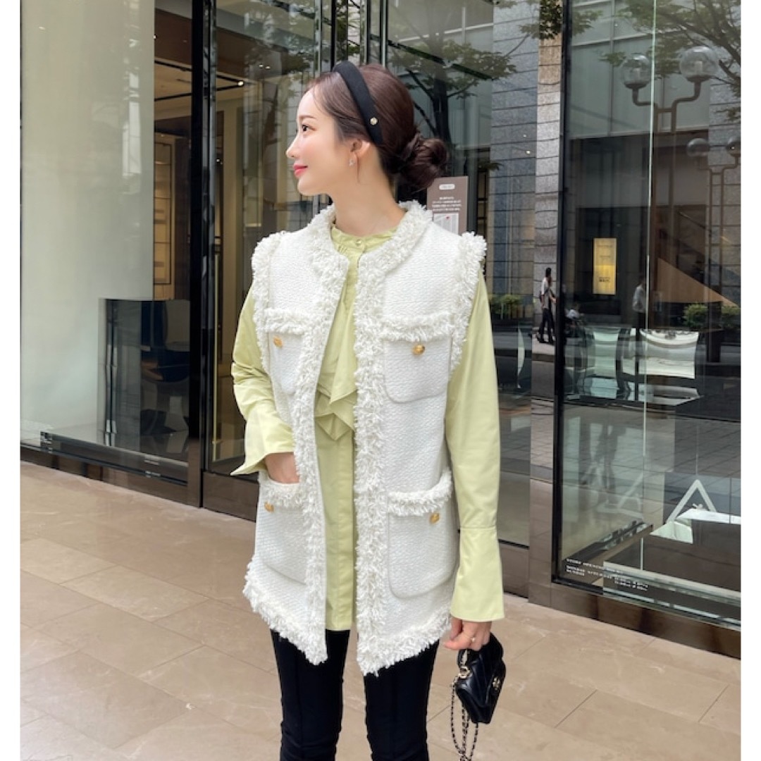 ヘヨン hyeon フリルジレ frill gilet ネイビー-