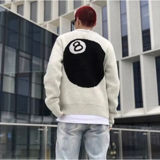 【マルチロゴプリント◎】stussyスウェット8ボール長袖ストリートL