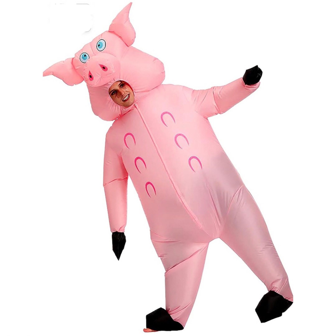 豚の着ぐるみフロントチャック空気で膨らむ衣装仮装ハロウィーン文化祭クリスマス