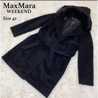 ウィークエンドマックスマーラ(Weekend Max Mara)の美品 Weekend MaxMara フード ファー ロングコートサイズ42(ロングコート)