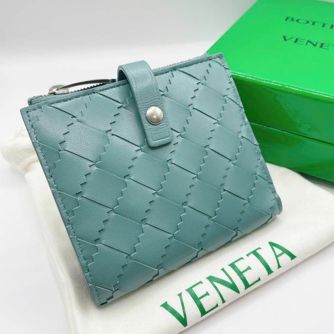 新品未使用】BOTTEGA VENETA 二つ折り財布 本革 ボタン 小銭入れ-
