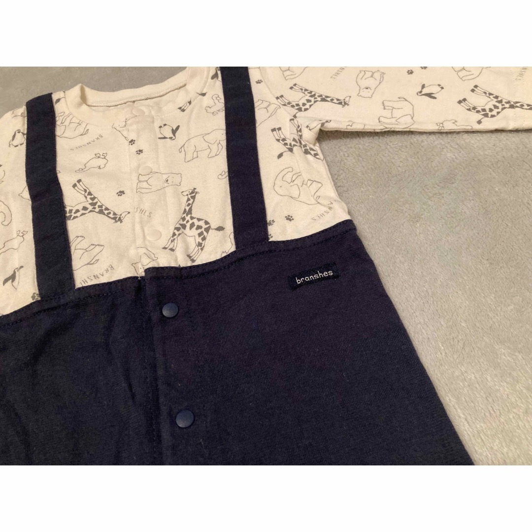 BREEZE(ブリーズ)のブリーズロンパース紺✖︎白50ー70センチ キッズ/ベビー/マタニティのベビー服(~85cm)(ロンパース)の商品写真