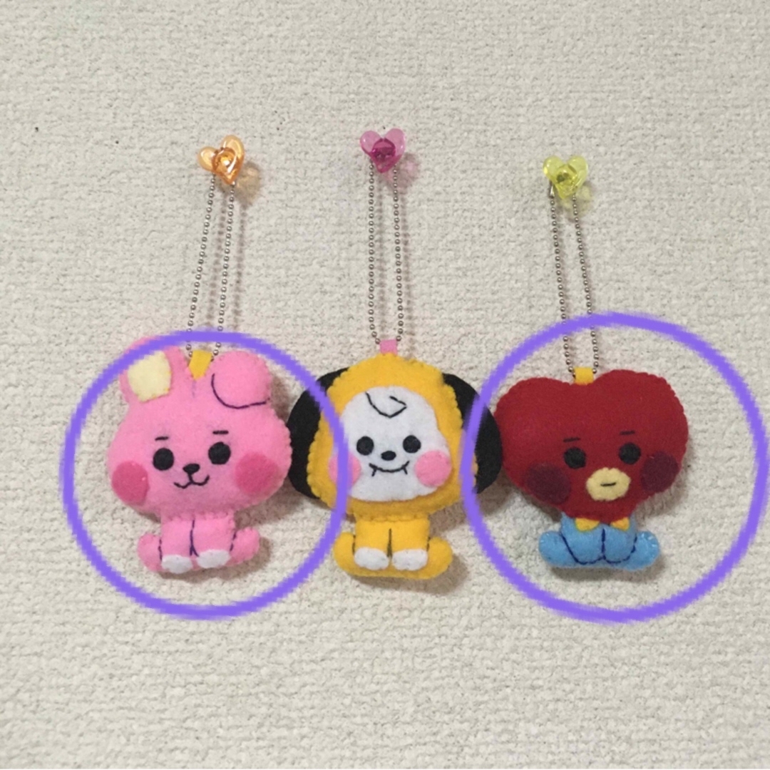 bt21 ぬいぐるみキーホルダー　COOKY CHIMMY TATA ハンドメイドのぬいぐるみ/人形(ぬいぐるみ)の商品写真