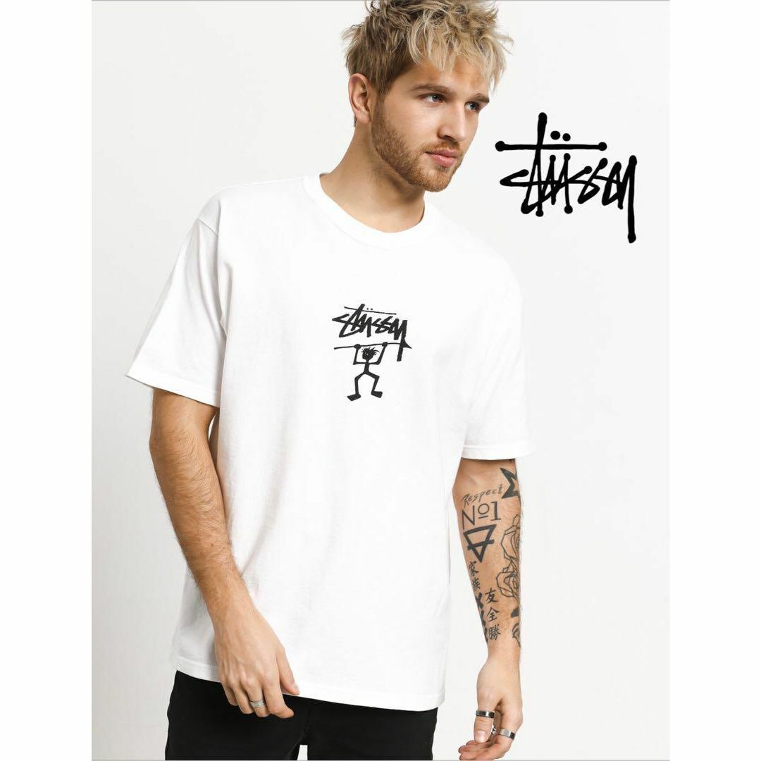 【送料無料】stussy WARRIOR MAN センターロゴ Tシャツ Lホワイト状態