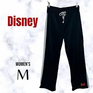 ディズニー(Disney)の美品✨【Disney】ハイウエストベロアパンツ　トラックパンツ　ミニー　黒　L(カジュアルパンツ)