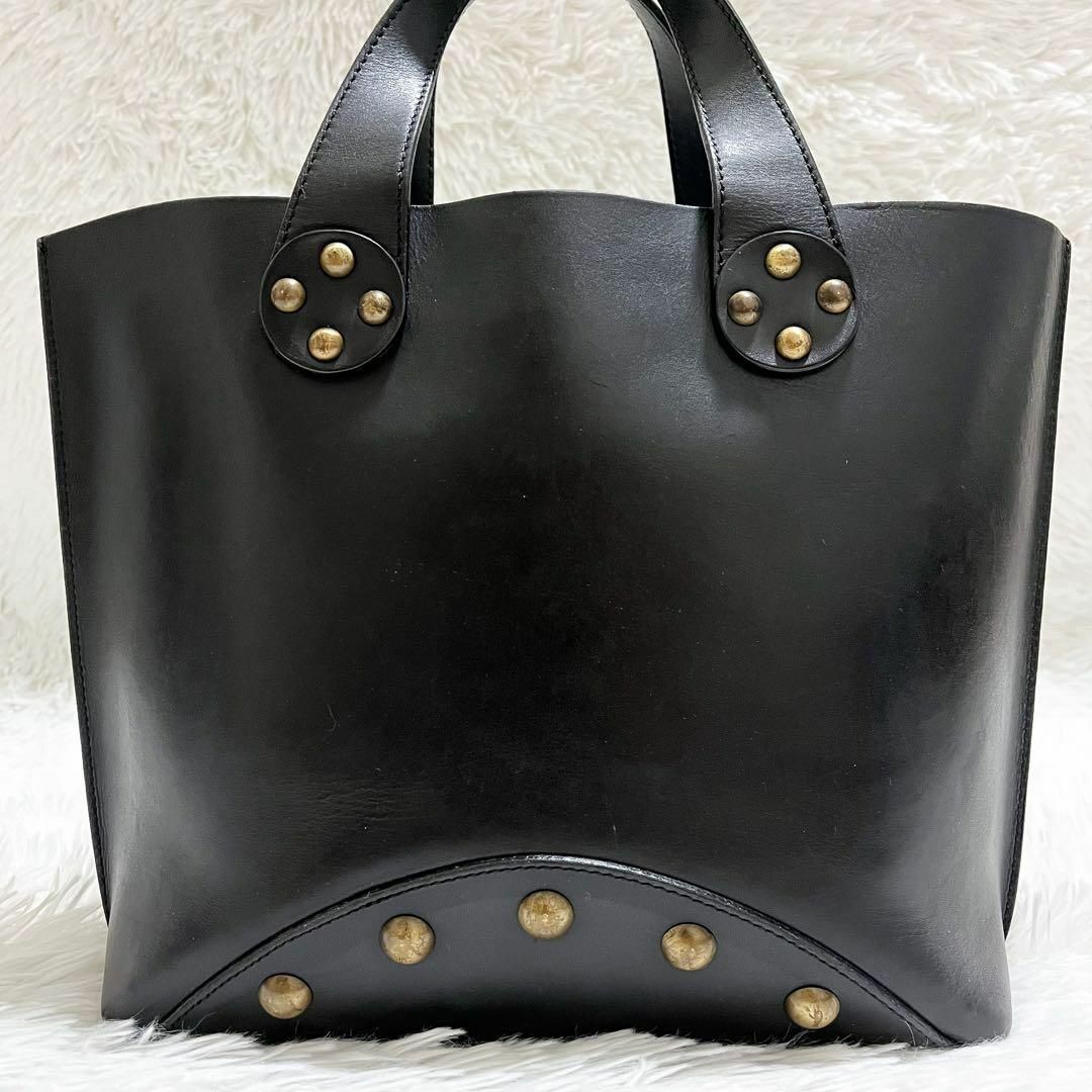 【良品】CELINE ハンドバッグ スタッズ トリオンフ カーフレザー ブラック