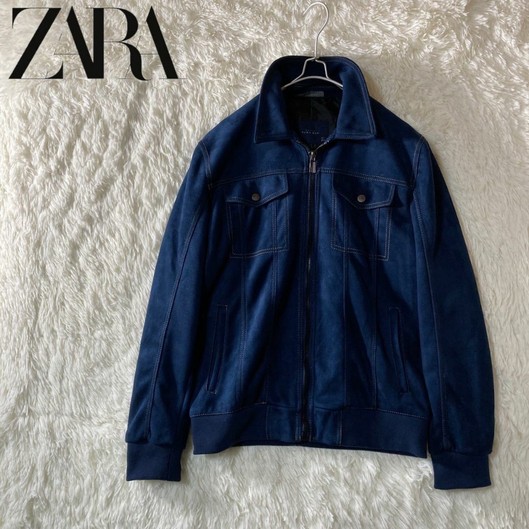 美品 ZARA ザラ ジップアップ ブルゾン 青系 ネイビー L ジャケット