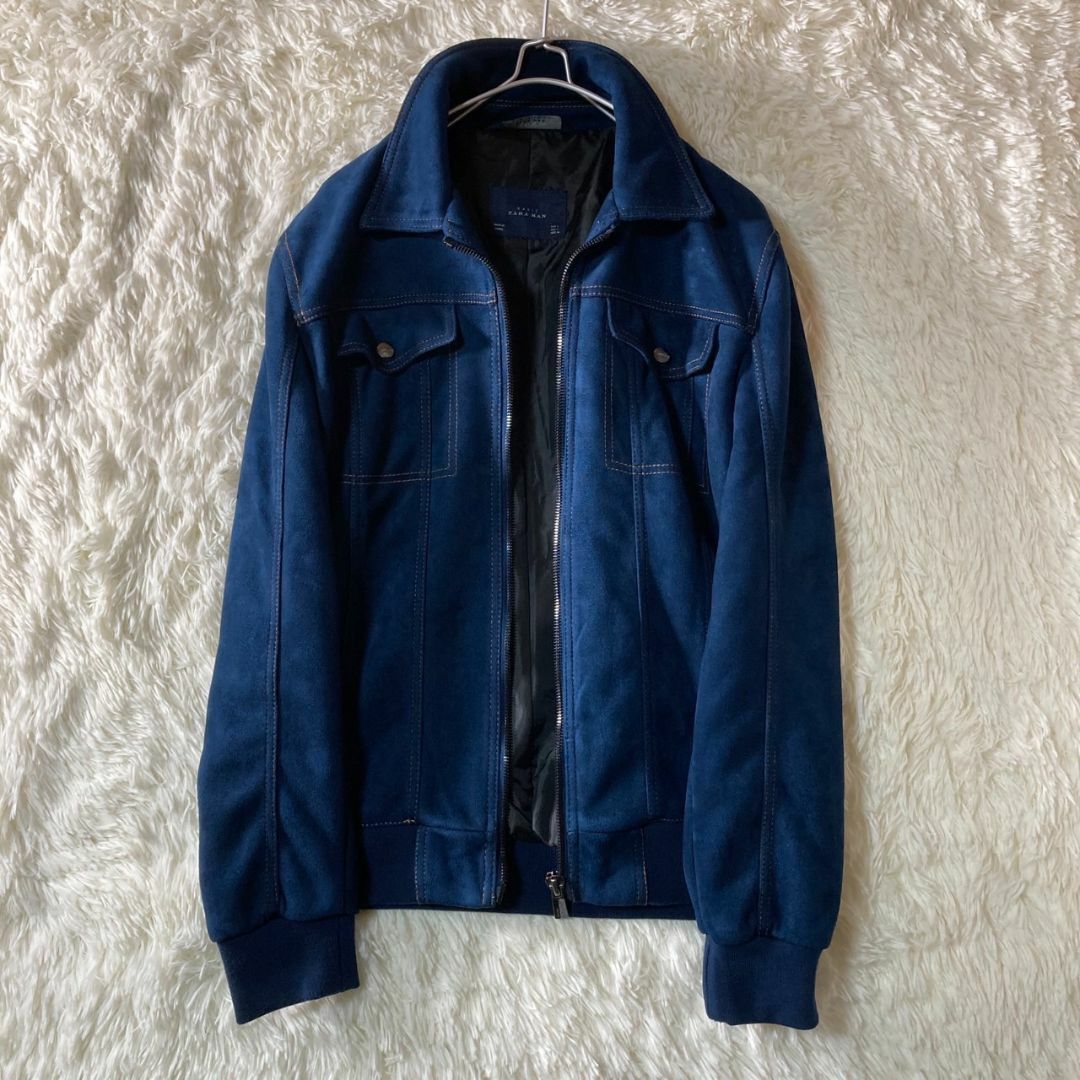 美品 ZARA ザラ ジップアップ ブルゾン 青系 ネイビー L ジャケット