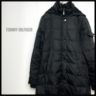 トミーヒルフィガー(TOMMY HILFIGER)のTOMMY HILFIGER ロングコートジャケット　ブラック　フレアシルエット(ダウンジャケット)