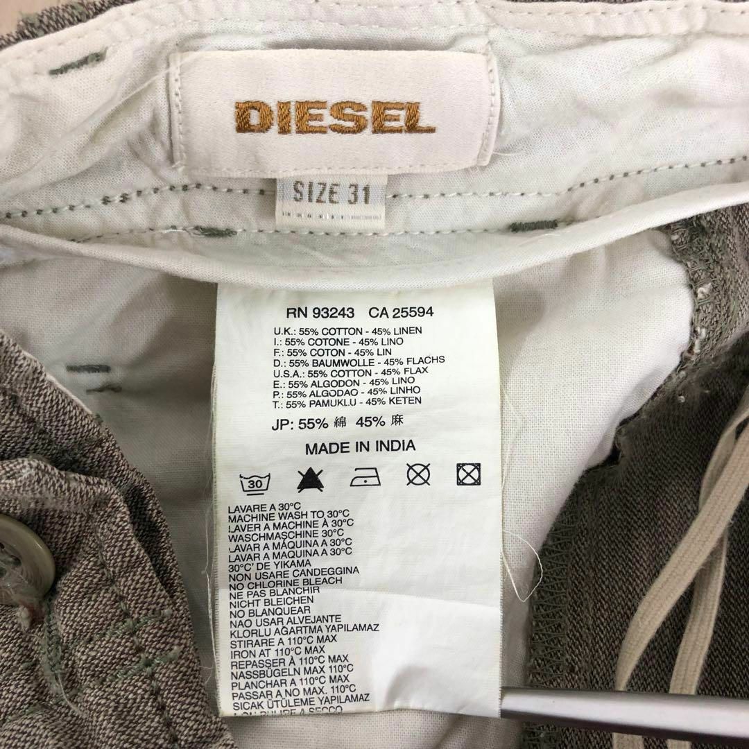 【送料無料】DIESEL コットンリネン混合ボトムス size31 ブラウン 9