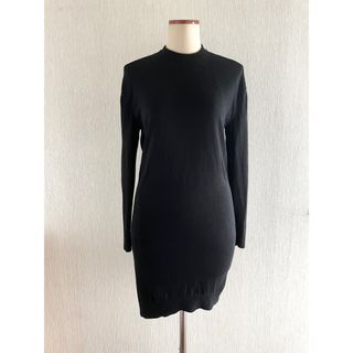 美品 バレンシアガ BALENCIAGA BLACK DRESS ワンピース ドレス ロングスリーブ Vネック トップス レディース 34(S相当) ブラック